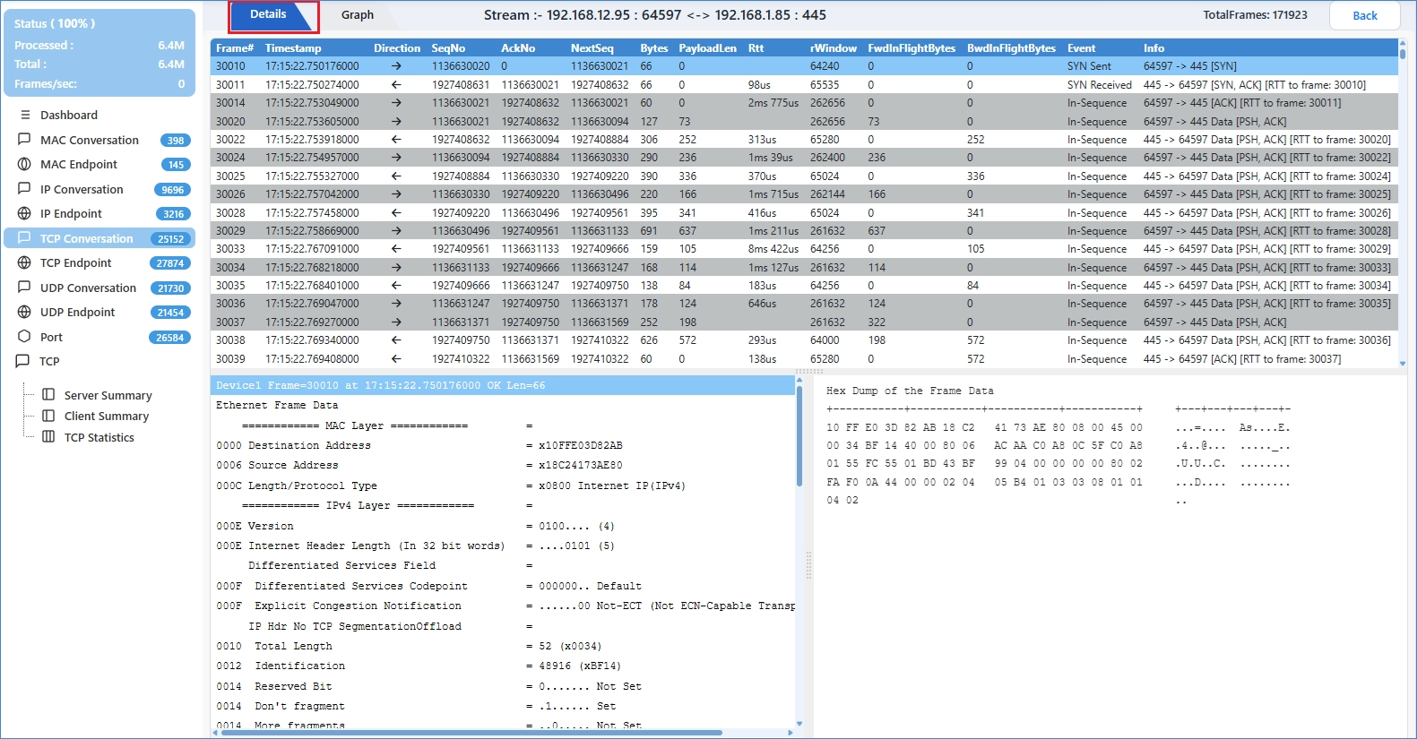 TCP Analysis View