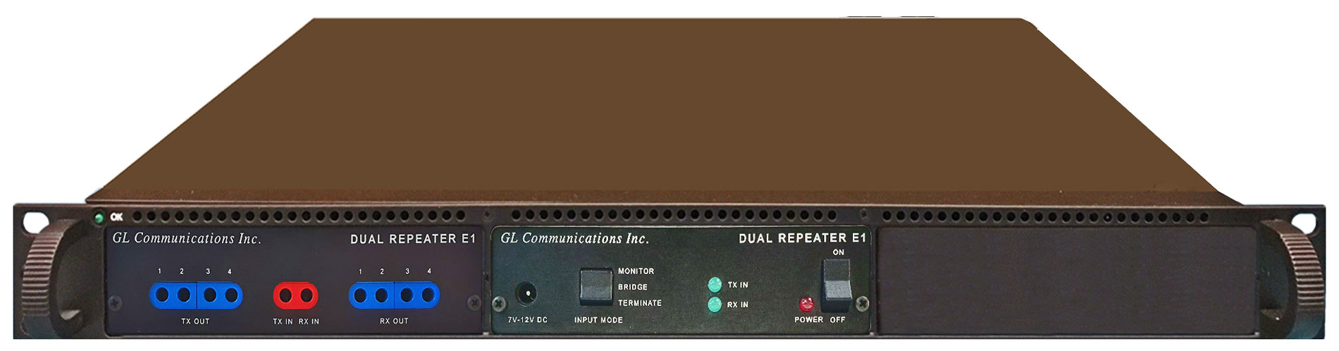 1U mTOP™ rack w/ Dual E1 (1:4) Multiport Repeater