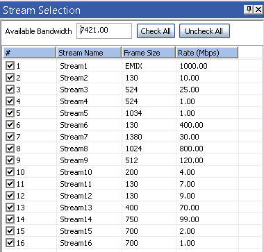 Stream Selection for 10G units (16 Streams)