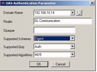 UAS Authentication Parameter Tab