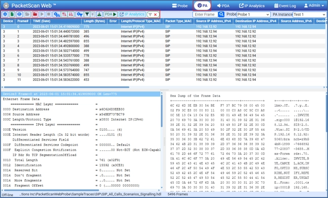 PacketScan Web™ Main Window