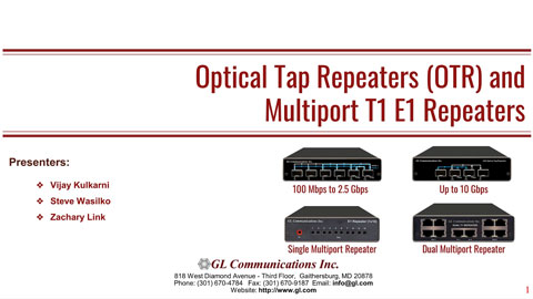 Optical Tap Repeaters and Multiport T1 E1 Repeaters