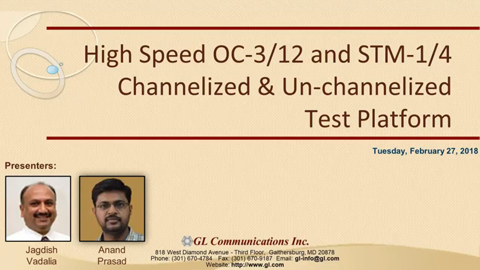 High Speed OC-3/12 and STM-1/4 Channelized & Un-Channelized Test Platform